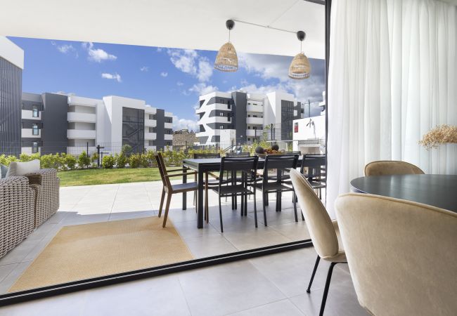 View from the living room to the outdoor area 